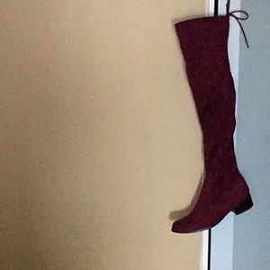 Over knee suede flat heel boots